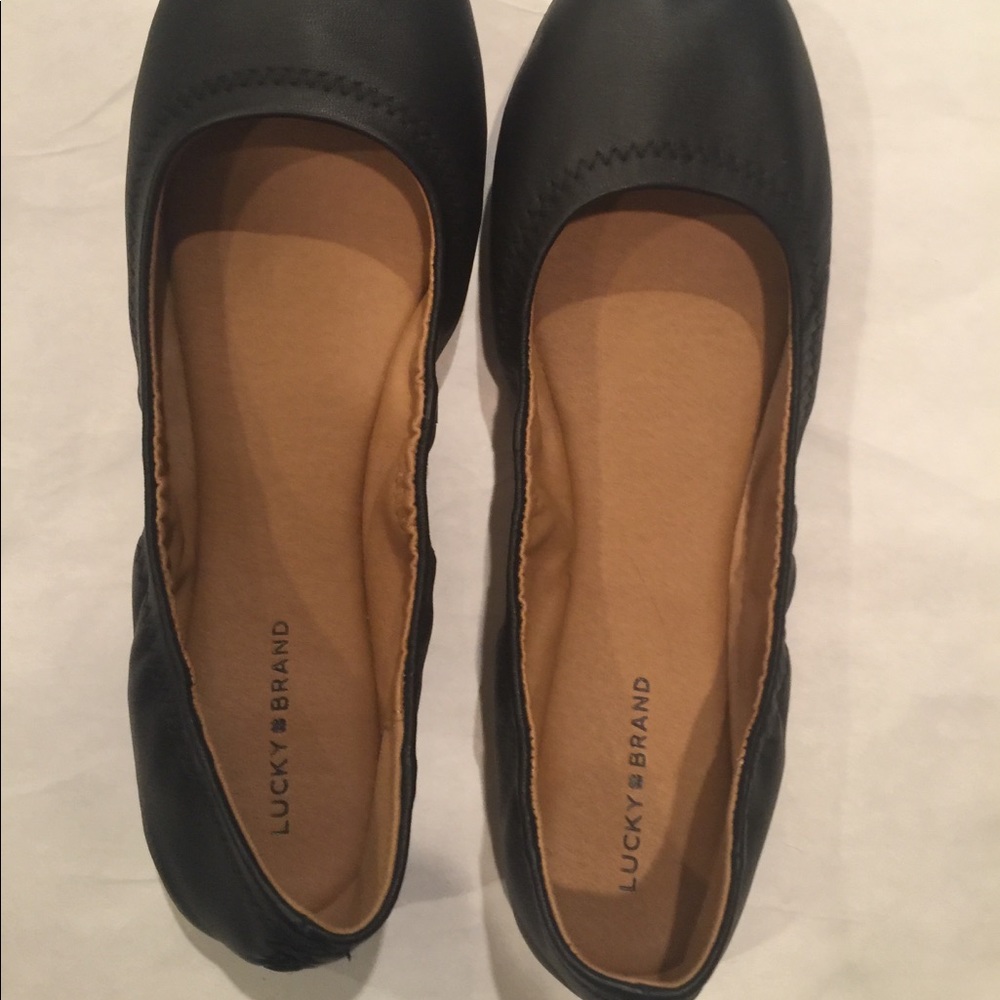 Lucky Brand LK-Elysia Women's Ballet Flat Shoes 9M or 10M Leather Black NIB